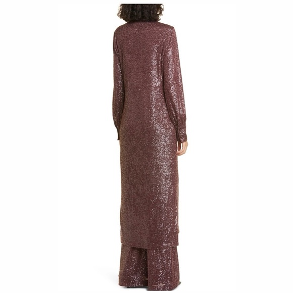 Cara Cara Margaret long sleeve dequin shirtdress in rum raisin size M - Picture 4 of 8